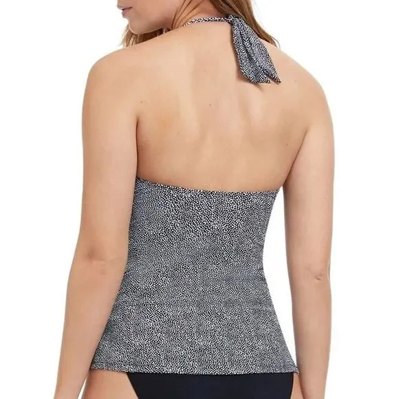 Profile By Gottex NWT Sz 14 Black White Colette V-Neck Halter Tankini Swim Top